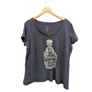 Torrid Goth Emo Black Short Sleeve T Shirt plus size 2X voodoo skull potion